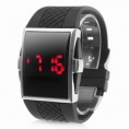Reloj de Pantalla Cuadrada LED y Marco Plateado con Correa de Silicona 